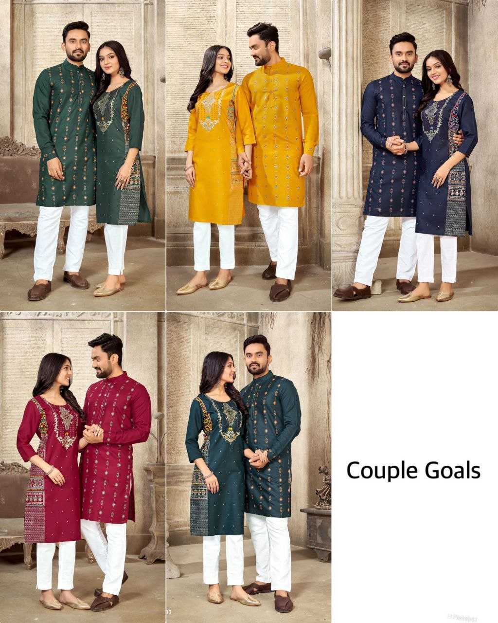 YNF PURE COTTO KESH246 Couple Dream V-4 COUPLE WEAR WHOLESALE MENS KURTA PAYJAM & FEMALE KURTIS BOTTOM MANUFACTURER- Kapda Export