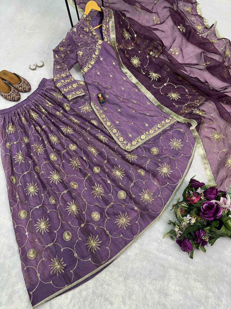 YNF RUSSIAN SILK RIN181 1071 LEHENGAS WHOLESALE SILK EMBROIDERED PURPLE LEHENGAS MANUFACTURER- Kapda Export