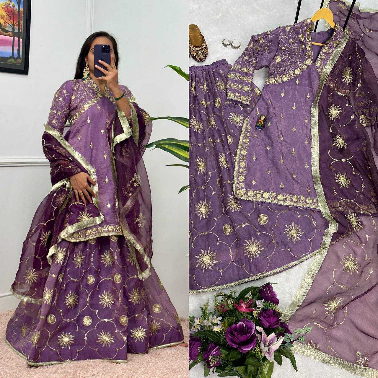 YNF RUSSIAN SILK RIN181 1071 LEHENGAS WHOLESALE SILK EMBROIDERED PURPLE LEHENGAS MANUFACTURER- Kapda Export