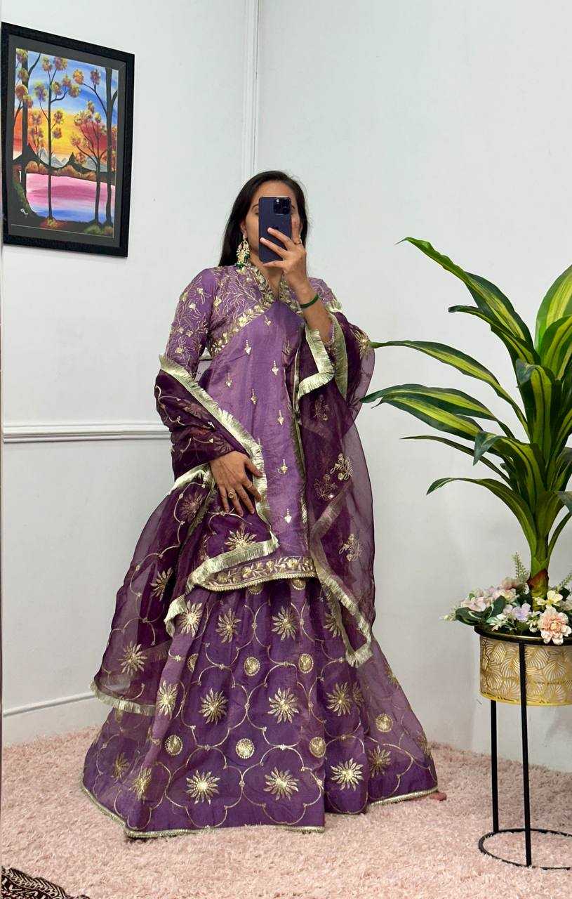 YNF RUSSIAN SILK RIN181 1071 LEHENGAS WHOLESALE SILK EMBROIDERED PURPLE LEHENGAS MANUFACTURER- Kapda Export