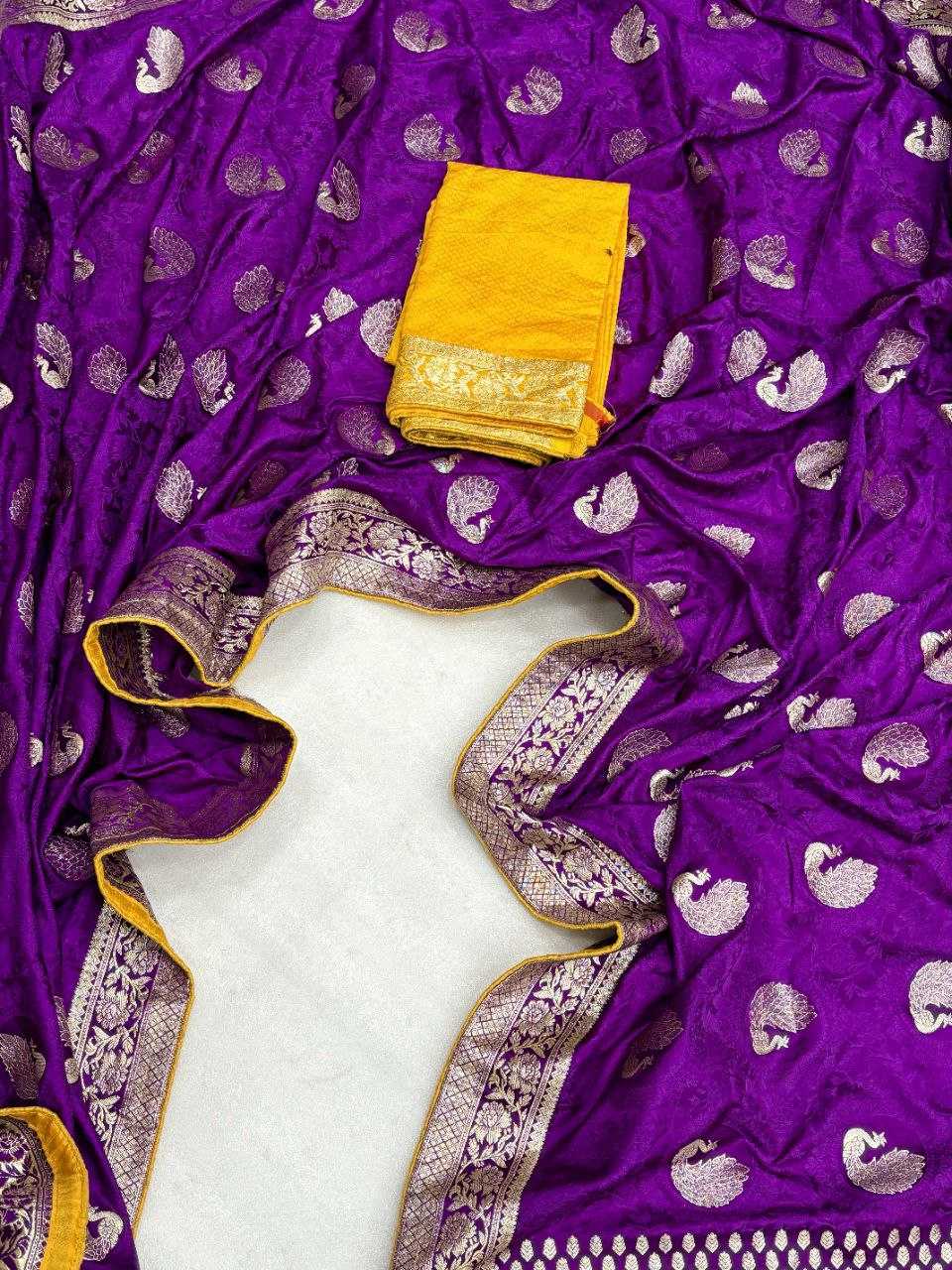 YNF SATIN SILK KESH213 RIN10 SAREES WHOLESALE ZARI BORDER PURPLE SATIN SILK SAREES MANUFACTURER- Kapda Export