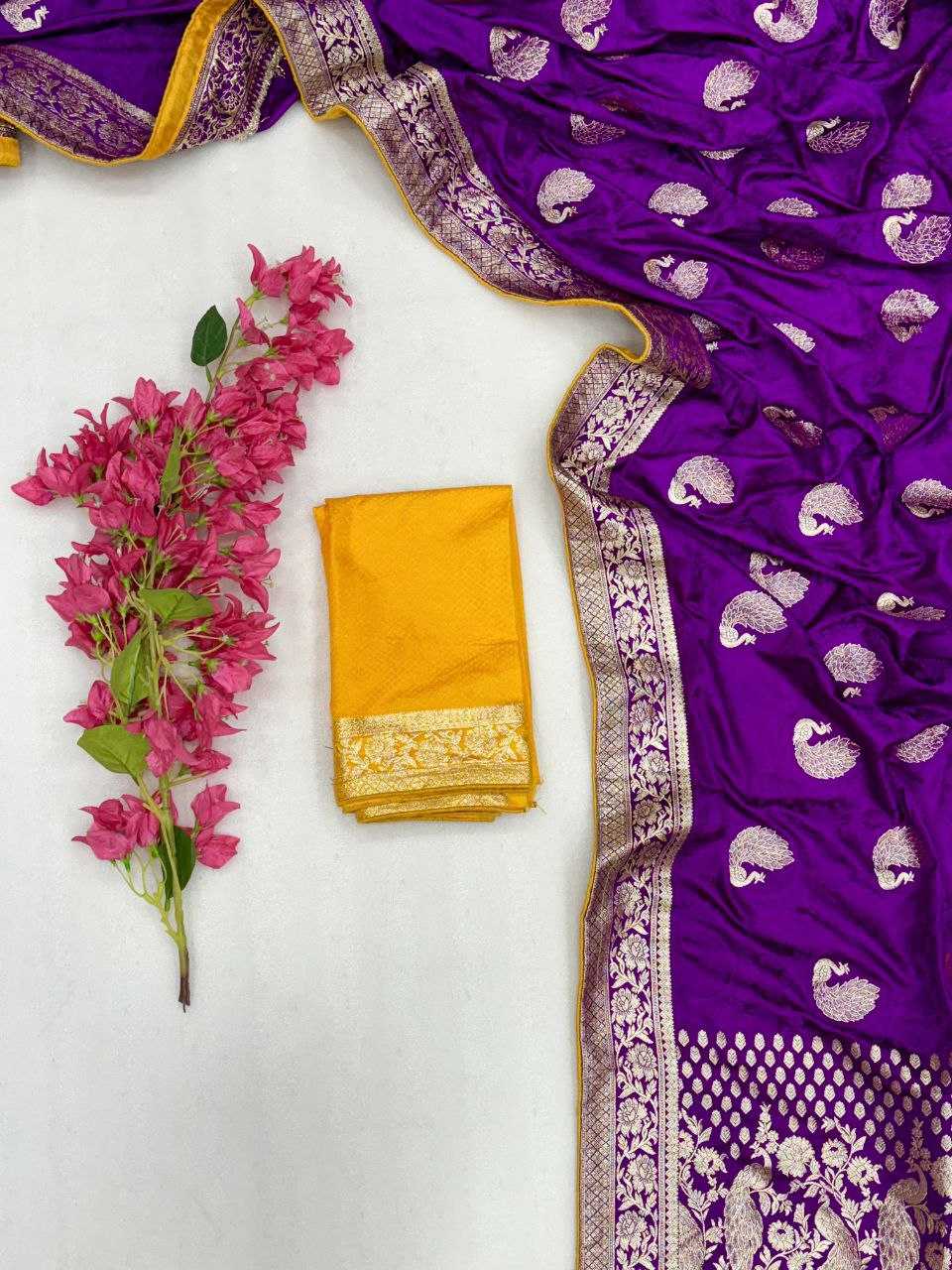 YNF SATIN SILK KESH213 RIN10 SAREES WHOLESALE ZARI BORDER PURPLE SATIN SILK SAREES MANUFACTURER- Kapda Export