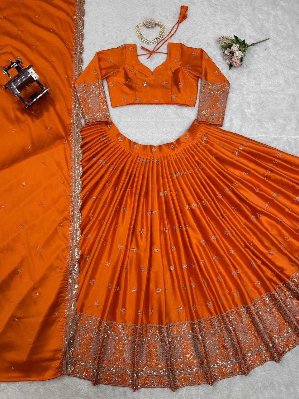 YNF SATIN SILK RIN162 308 LEHENGAS WHOLESALE WEDDING SILK DESIGNER SEQUINS LEHENGAS WITH DUPATTA AND BLOUSE MANUFACTURER- Kapda Export