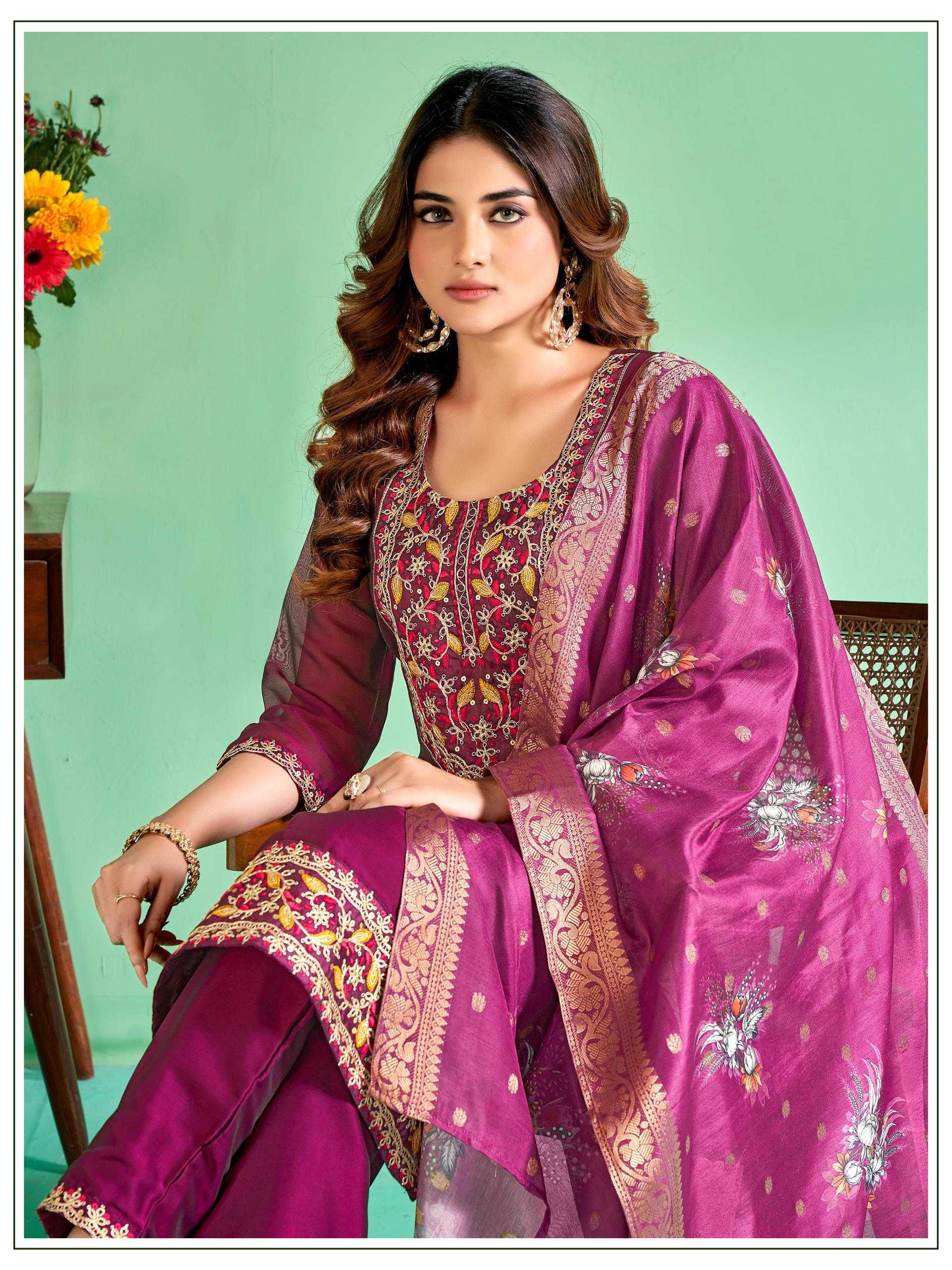 YNF SILK JASMIN KESH234 DSF05 CLOTHING BRANDS WHOLESALE SUIT MANUFACTURER- Kapda Export