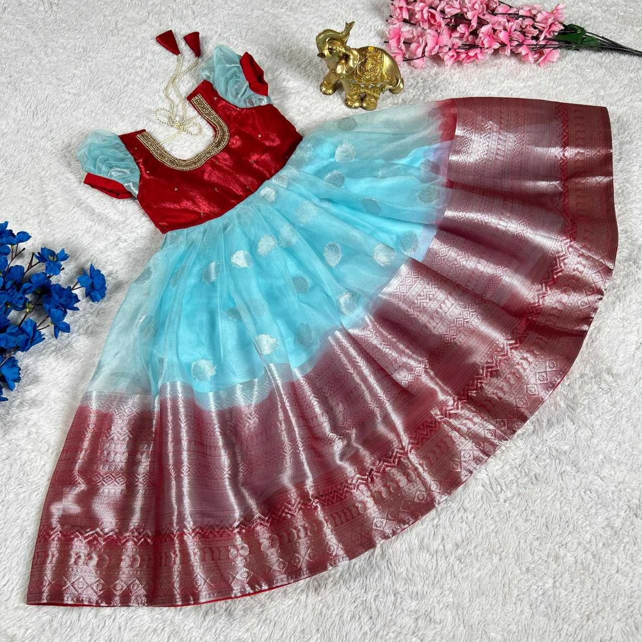 YNF SILK KESH109 RRK102 KIDS WEAR WHOLESALE KIDS WEDDING DESIGNER FESTIVEL GOWN MANUFACTURER- Kapda Export