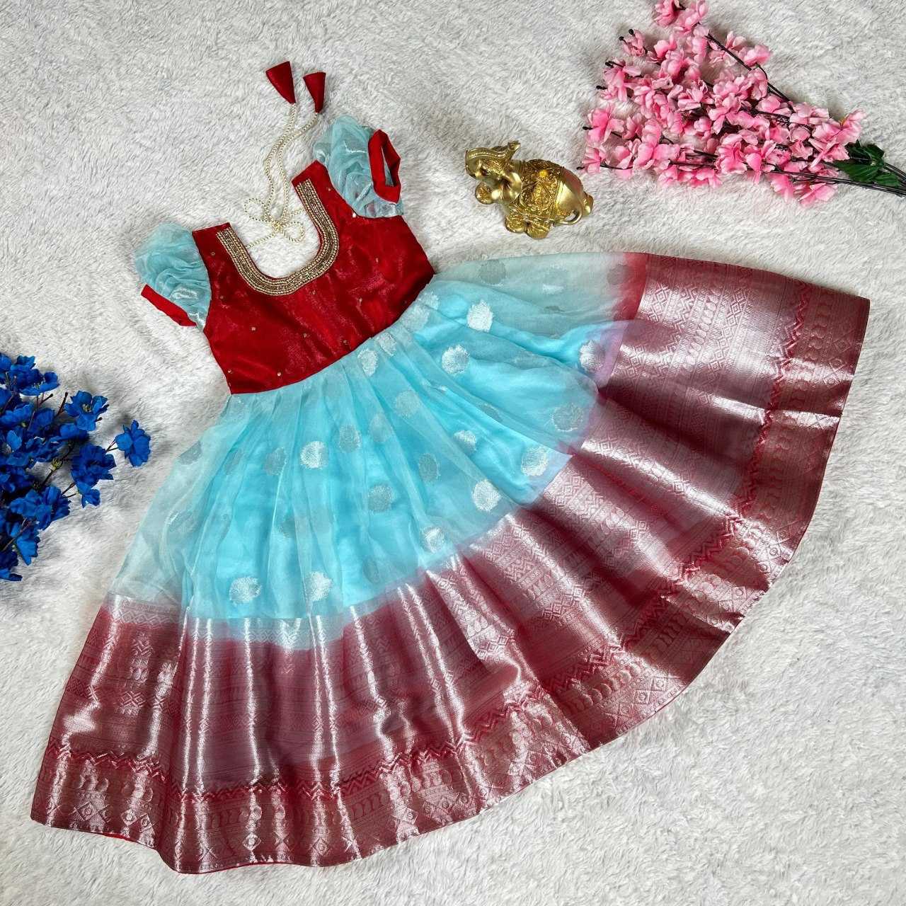 YNF SILK KESH109 RRK102 KIDS WEAR WHOLESALE KIDS WEDDING DESIGNER FESTIVEL GOWN MANUFACTURER- Kapda Export