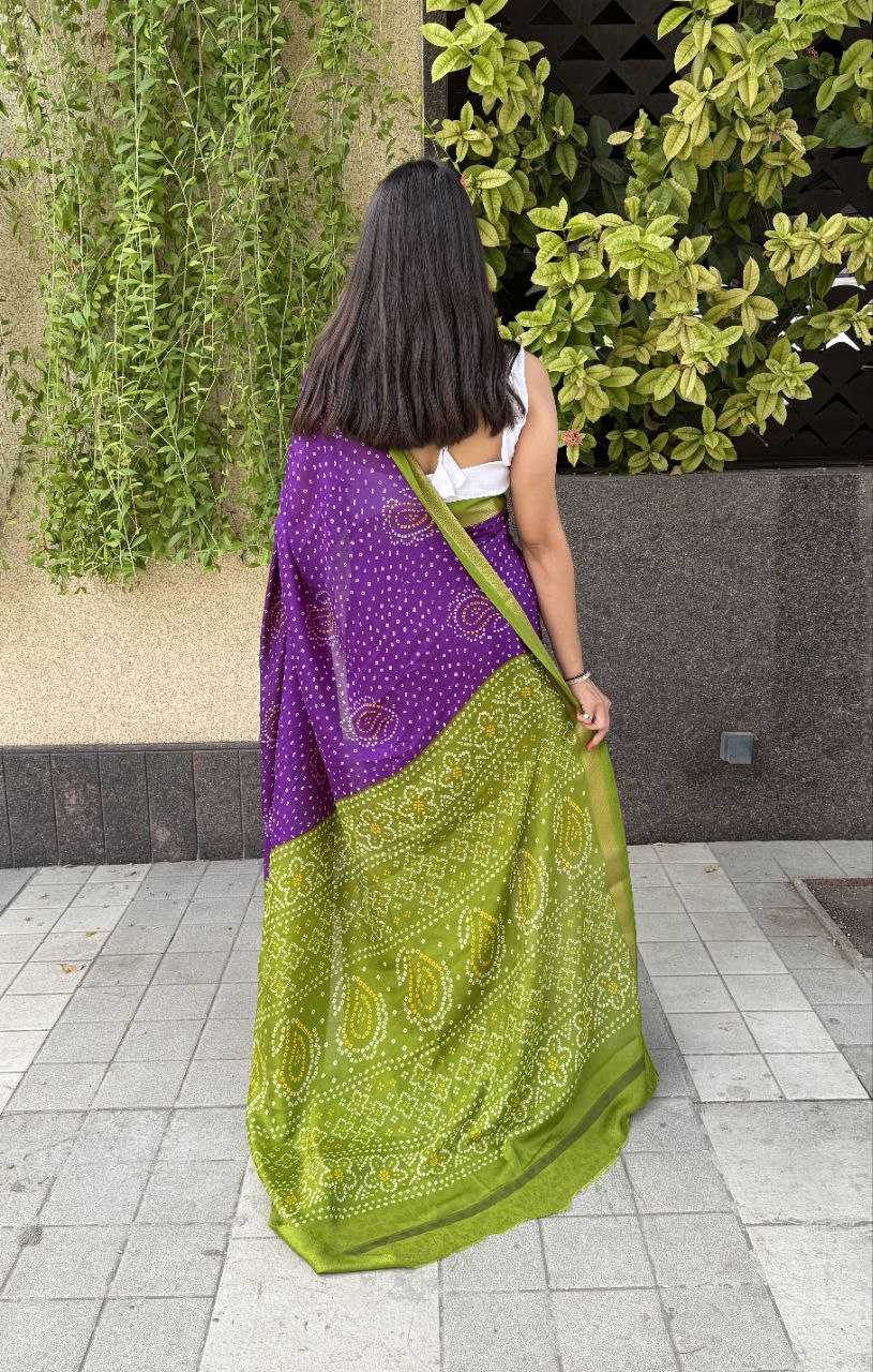 YNF SILK KESH117 RWC31 SAREES WHOLESALE BANDHANI PURPLE SILK ZARI BORDER SAREES MANUFACTURER- Kapda Export