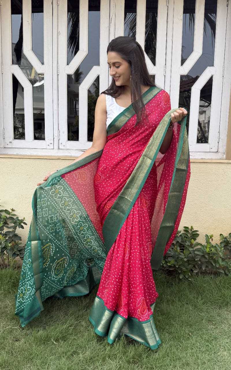 YNF SILK KESH117 RWC43 SAREES WHOLESALE SILK ZARI BORDER BANDHANI PINK FESTIVE SAREES MANUFACTURER- Kapda Export