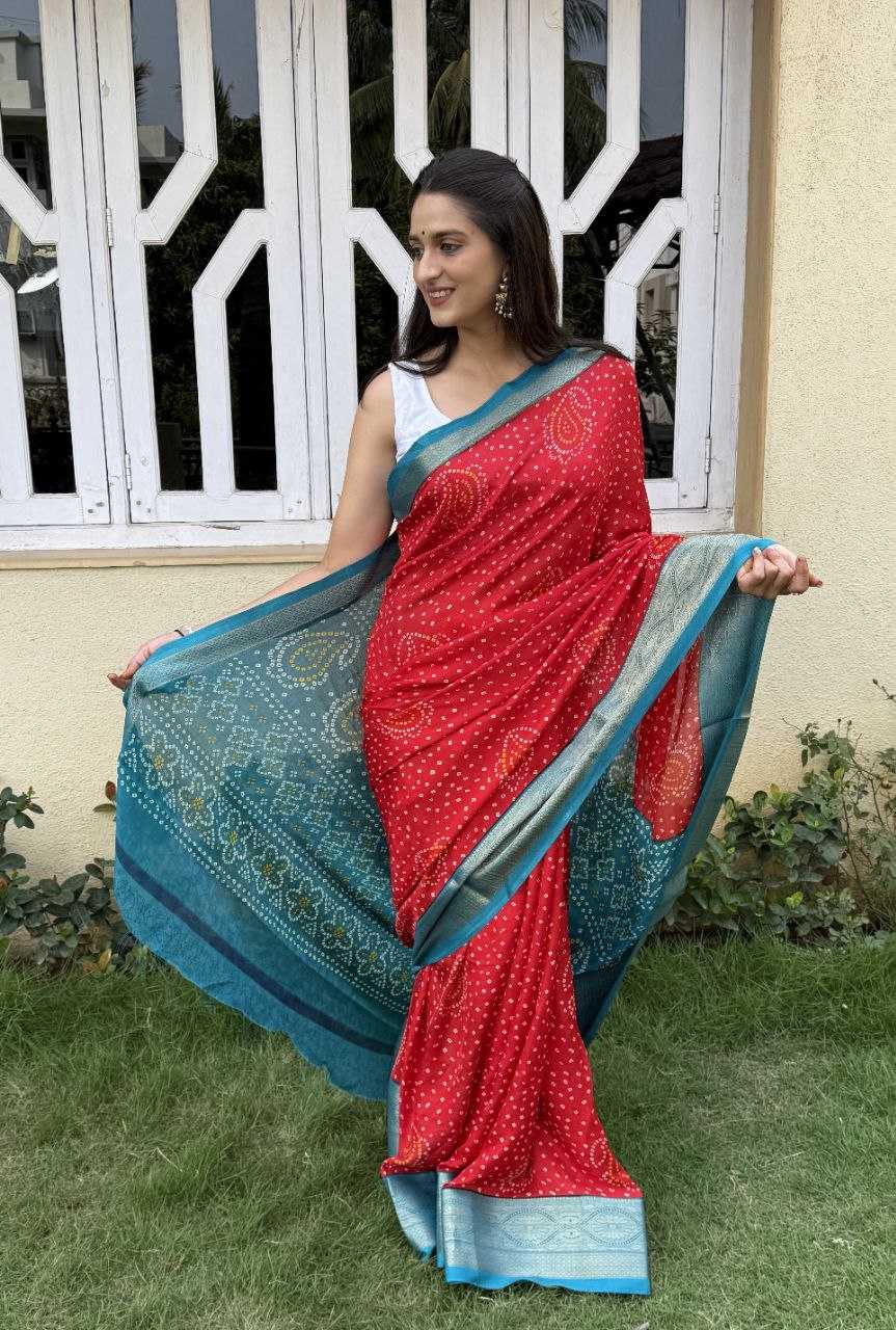 YNF SILK KESH117 RWC46 SAREES WHOLESALE SILK ZARI BORDER BANDHANI RED FESTIVE SAREES MANUFACTURER- Kapda Export