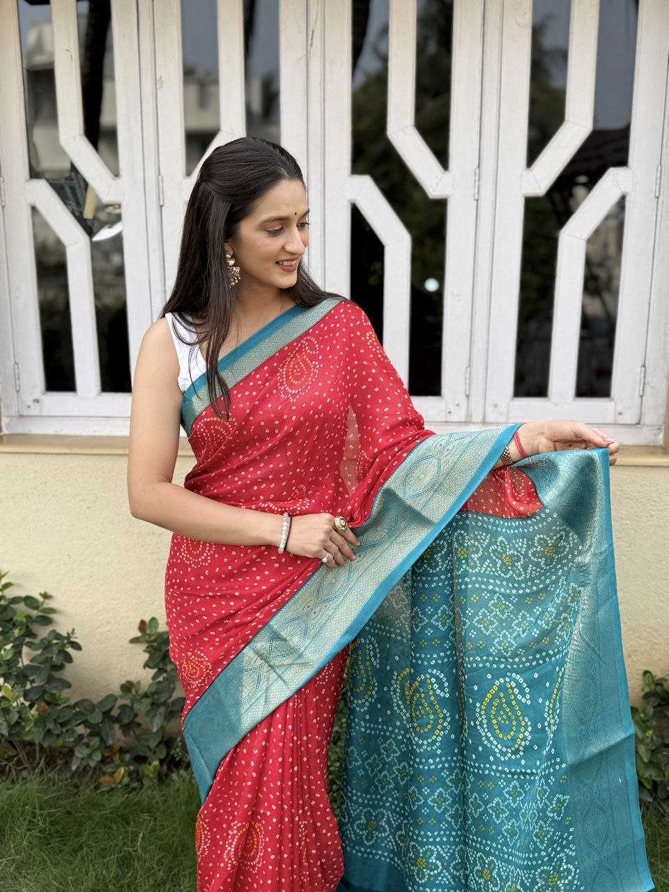 YNF SILK KESH117 RWC46 SAREES WHOLESALE SILK ZARI BORDER BANDHANI RED FESTIVE SAREES MANUFACTURER- Kapda Export