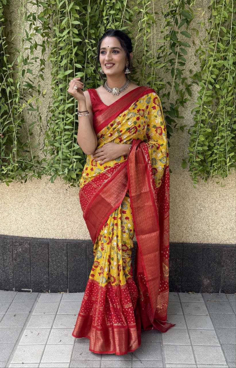 YNF SILK KESH117 RWC77 SAREES WHOLESALE YELLOW JACQUARD SILK PRINTED SAREES MANUFACTURER- Kapda Export