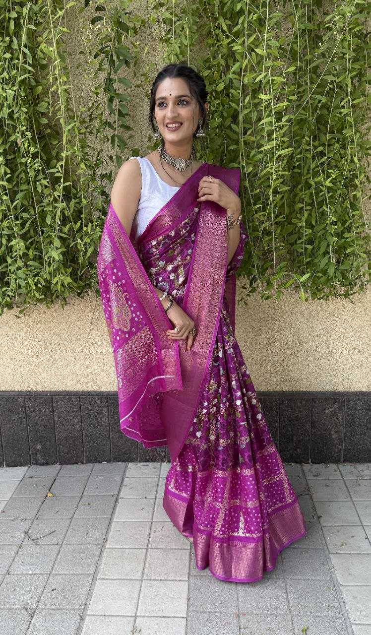 YNF SILK KESH117 RWC78 SAREES WHOLESALE PURPLE PRINTED JACQUARD SILK SAREES MANUFACTURER- Kapda Export