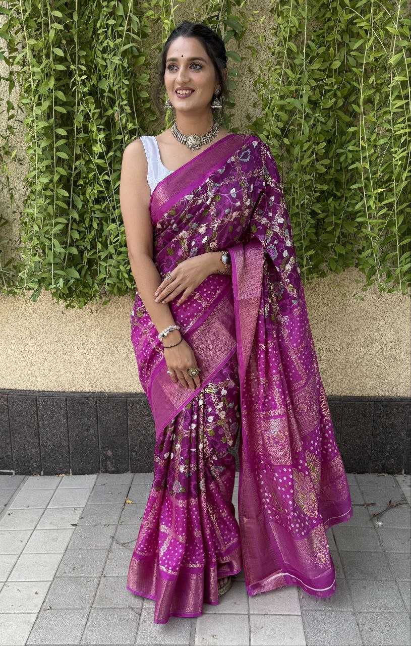 YNF SILK KESH117 RWC78 SAREES WHOLESALE PURPLE PRINTED JACQUARD SILK SAREES MANUFACTURER- Kapda Export