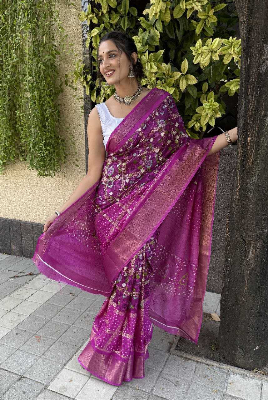 YNF SILK KESH117 RWC78 SAREES WHOLESALE PURPLE PRINTED JACQUARD SILK SAREES MANUFACTURER- Kapda Export