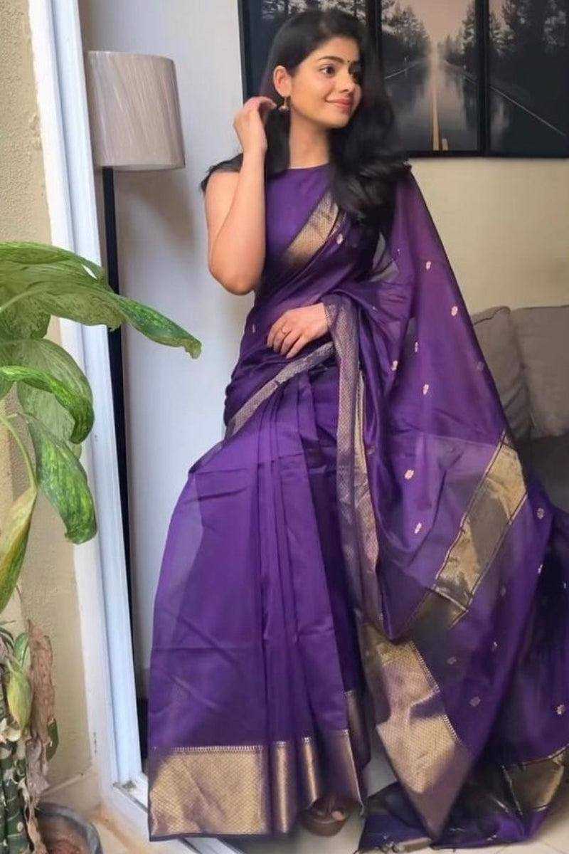 YNF SOFT SILK RIN179 750 SAREES WHOLESALE ZARI BORDER PURPLE LINEN SILK SAREES MANUFACTURER- Kapda Export