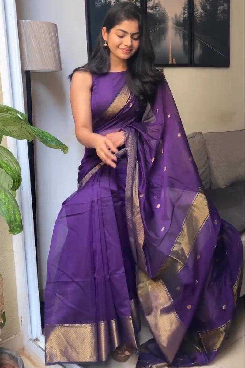 YNF SOFT SILK RIN179 750 SAREES WHOLESALE ZARI BORDER PURPLE LINEN SILK SAREES MANUFACTURER- Kapda Export