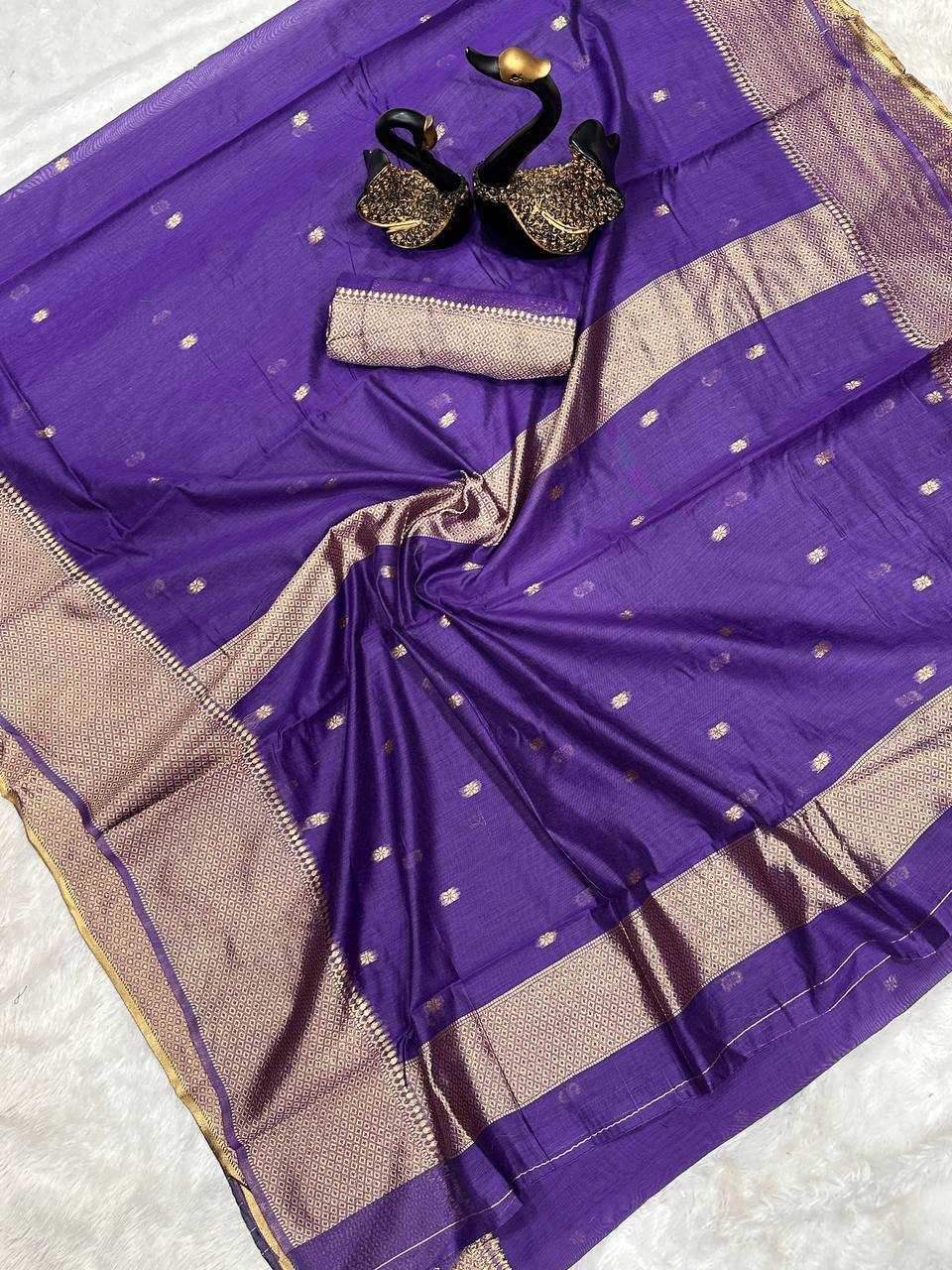 YNF SOFT SILK RIN179 750 SAREES WHOLESALE ZARI BORDER PURPLE LINEN SILK SAREES MANUFACTURER- Kapda Export