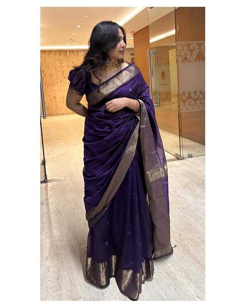 YNF SOFT SILK RIN179 750 SAREES WHOLESALE ZARI BORDER PURPLE LINEN SILK SAREES MANUFACTURER- Kapda Export