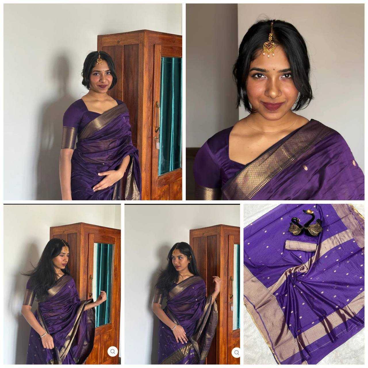 YNF SOFT SILK RIN179 750 SAREES WHOLESALE ZARI BORDER PURPLE LINEN SILK SAREES MANUFACTURER- Kapda Export