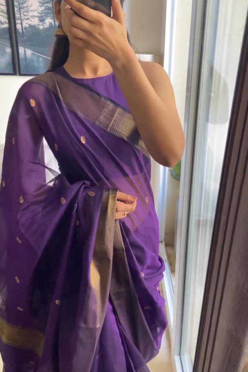 YNF SOFT SILK RIN179 750 SAREES WHOLESALE ZARI BORDER PURPLE LINEN SILK SAREES MANUFACTURER- Kapda Export