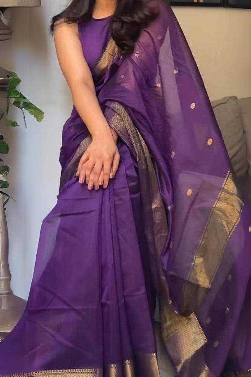 YNF SOFT SILK RIN179 750 SAREES WHOLESALE ZARI BORDER PURPLE LINEN SILK SAREES MANUFACTURER- Kapda Export