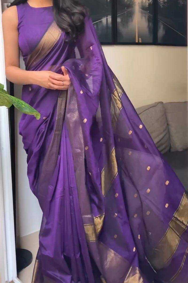 YNF SOFT SILK RIN179 750 SAREES WHOLESALE ZARI BORDER PURPLE LINEN SILK SAREES MANUFACTURER- Kapda Export