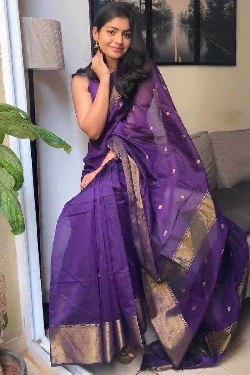 YNF SOFT SILK RIN179 750 SAREES WHOLESALE ZARI BORDER PURPLE LINEN SILK SAREES MANUFACTURER- Kapda Export