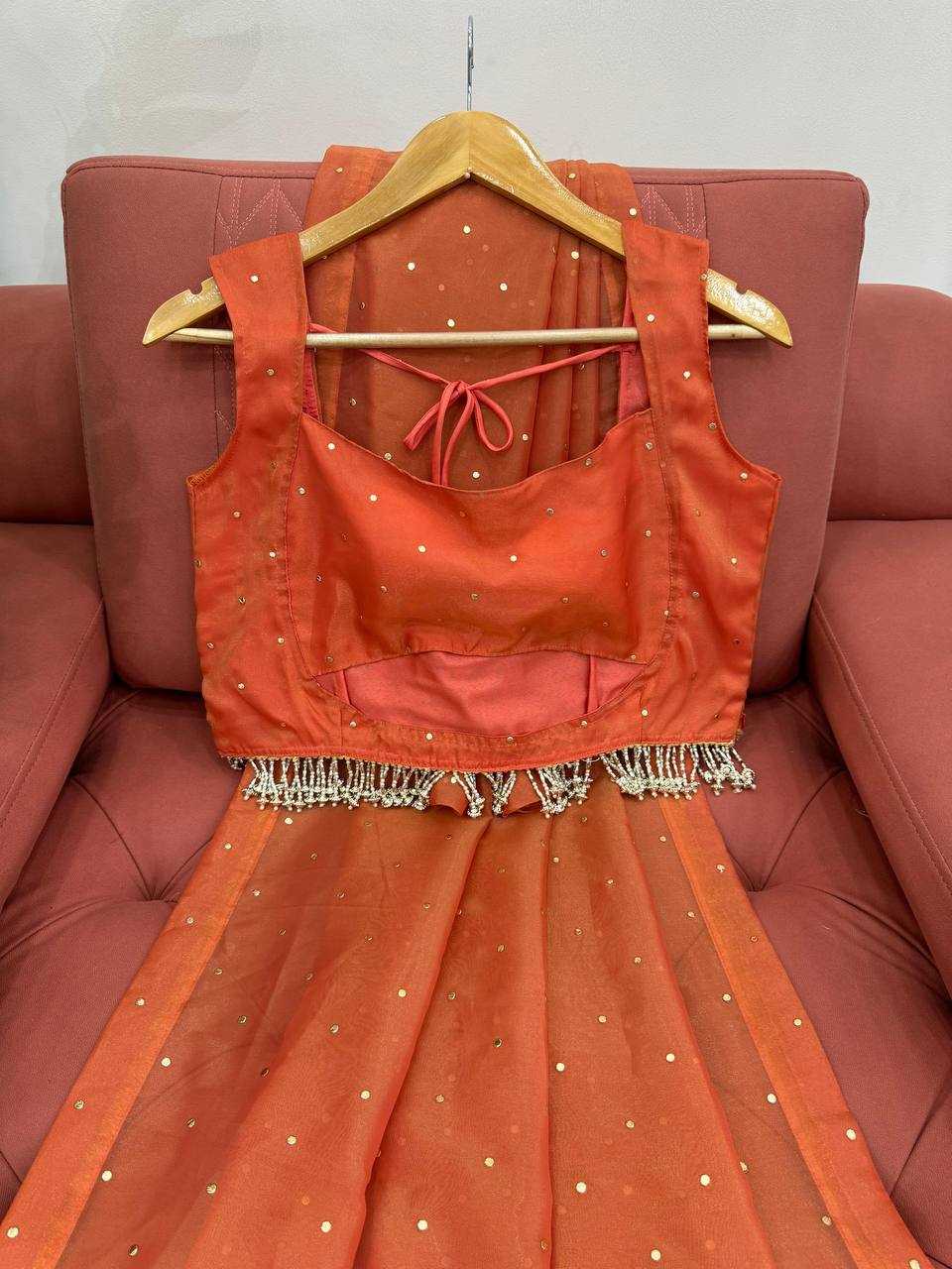 YNF TISSUE SILK RIN133 530 SAREES WHOLESALE PARTY WEAR TISSUE SILK LACE BORDER ORANGE SAREES MANUFACTURER- Kapda Export