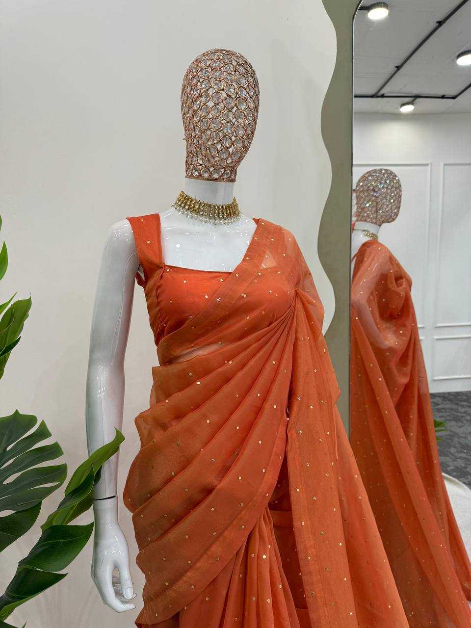 YNF TISSUE SILK RIN133 530 SAREES WHOLESALE PARTY WEAR TISSUE SILK LACE BORDER ORANGE SAREES MANUFACTURER- Kapda Export