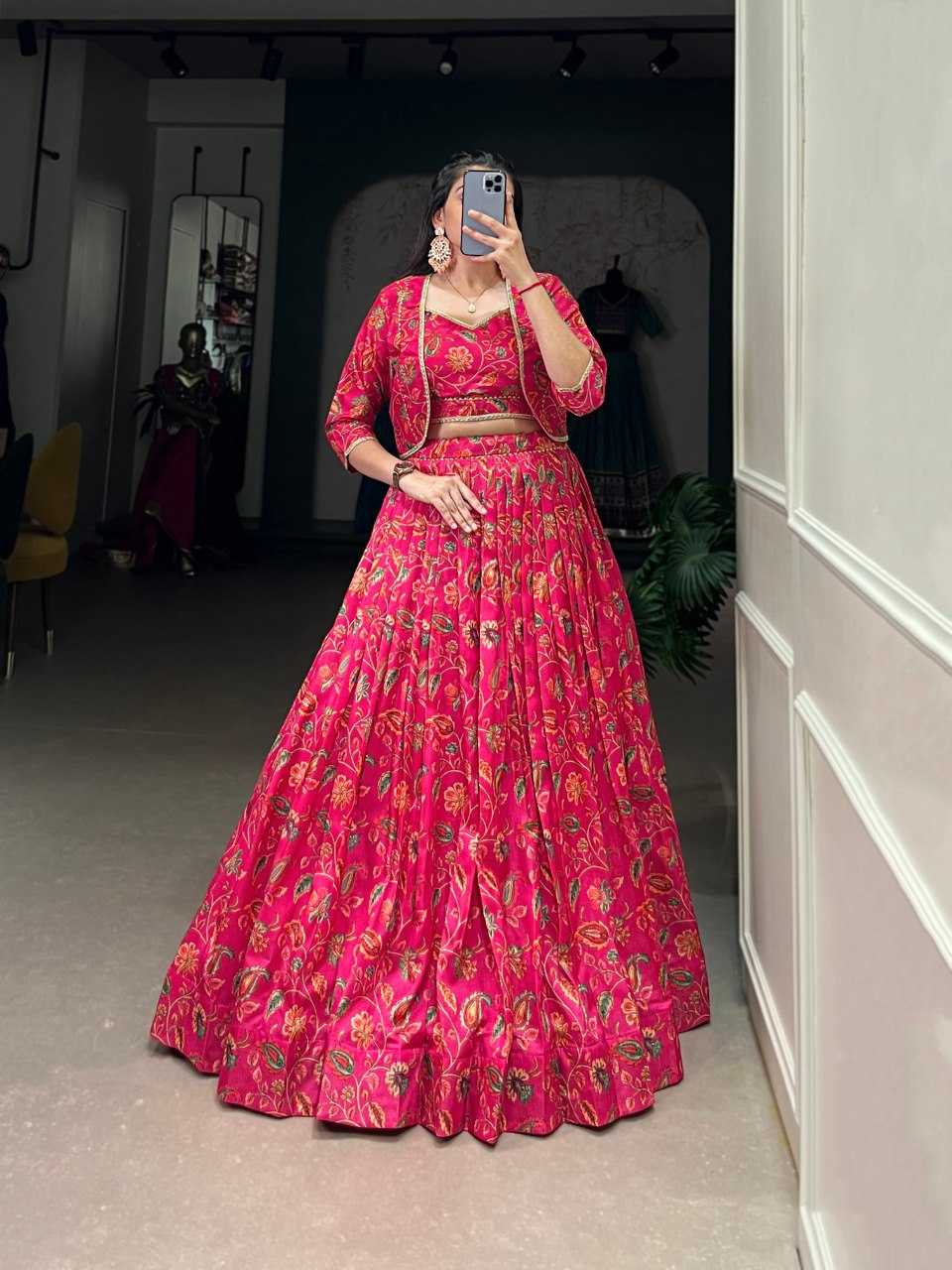 YNF TUSSAR SILK KESH136 1136 LEHENGAS WHOLESALE SILK PINK LEHENGA WITH DUPTTA PRINTED LEHENGAS MANUFACTURER- Kapda Export