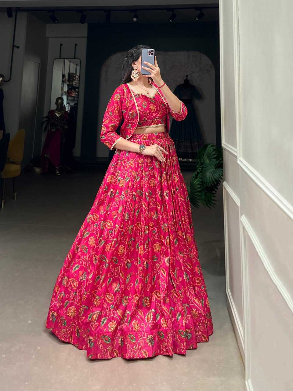 YNF TUSSAR SILK KESH136 1136 LEHENGAS WHOLESALE SILK PINK LEHENGA WITH DUPTTA PRINTED LEHENGAS MANUFACTURER- Kapda Export