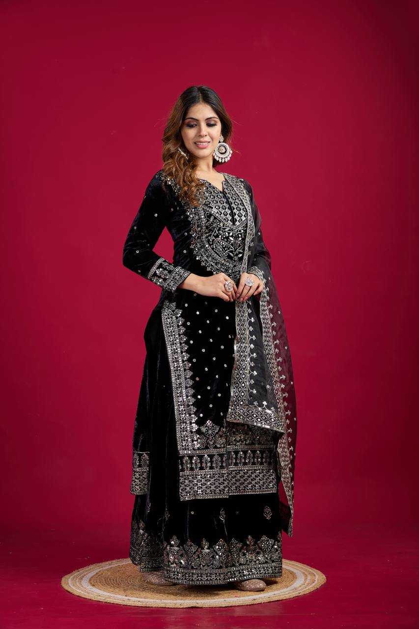 YNF VELVET KESH122 5001 SUITS & DRAESSES WHOLESALE EMBROIDEREY SHARARA SALWAR VELVET EMBROIDERY LADIES SUITS MANUFACTURE- Kapda Export