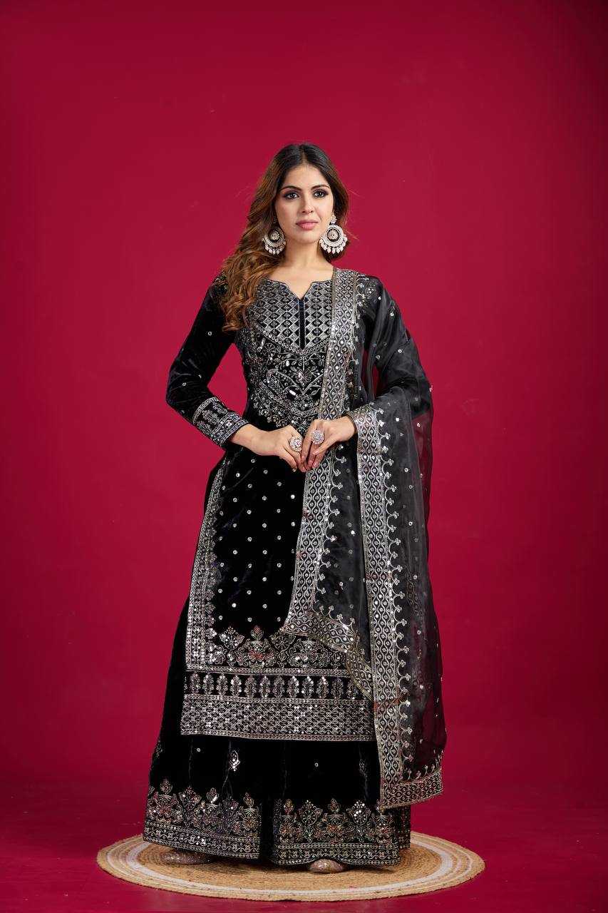 YNF VELVET KESH122 5001 SUITS & DRAESSES WHOLESALE EMBROIDEREY SHARARA SALWAR VELVET EMBROIDERY LADIES SUITS MANUFACTURE- Kapda Export