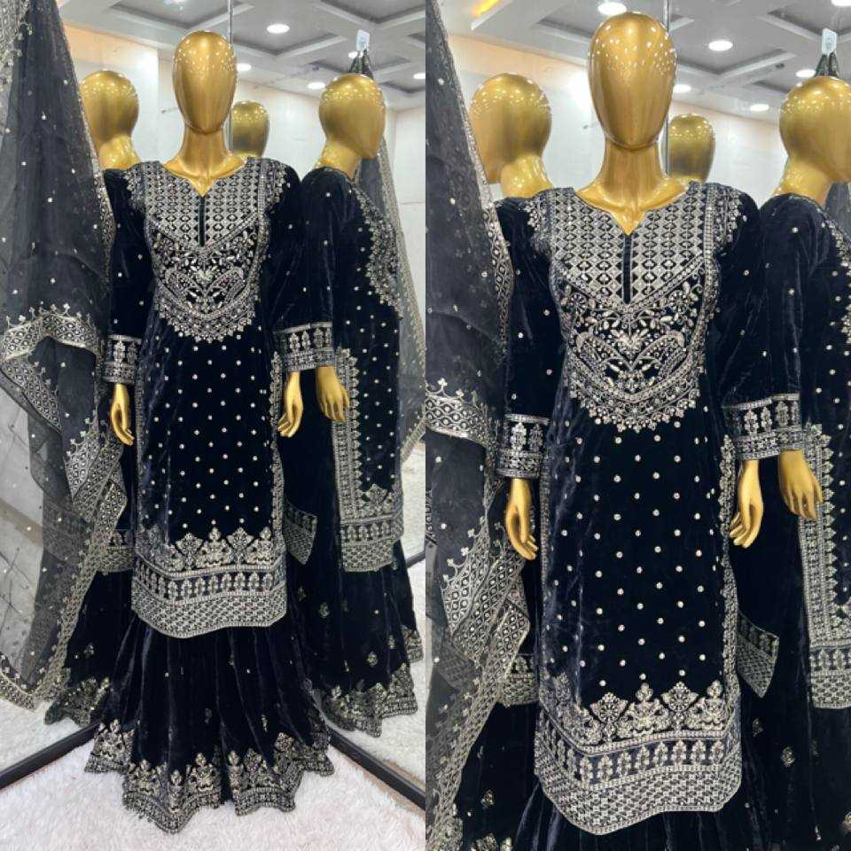 YNF VELVET KESH122 5001 SUITS & DRAESSES WHOLESALE EMBROIDEREY SHARARA SALWAR VELVET EMBROIDERY LADIES SUITS MANUFACTURE- Kapda Export