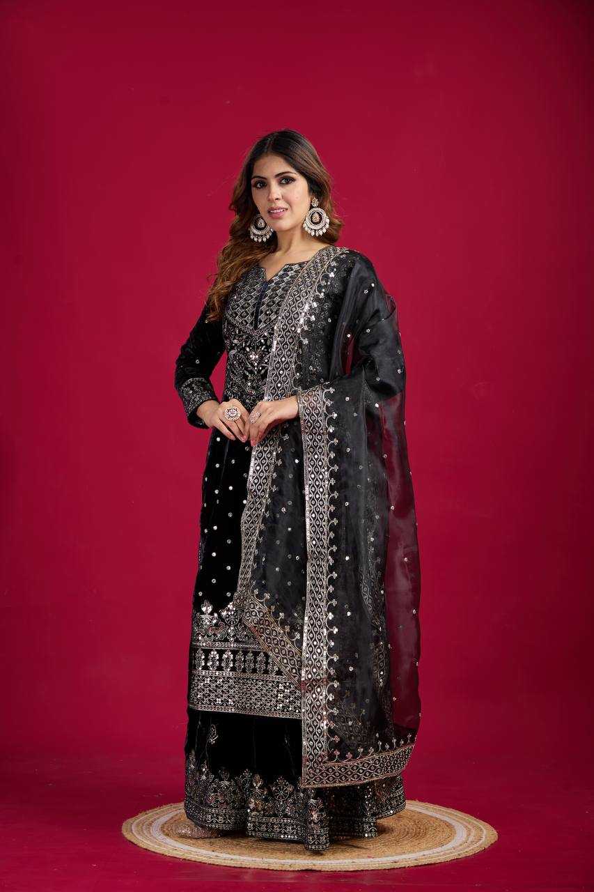 YNF VELVET KESH122 5001 SUITS & DRAESSES WHOLESALE EMBROIDEREY SHARARA SALWAR VELVET EMBROIDERY LADIES SUITS MANUFACTURE- Kapda Export