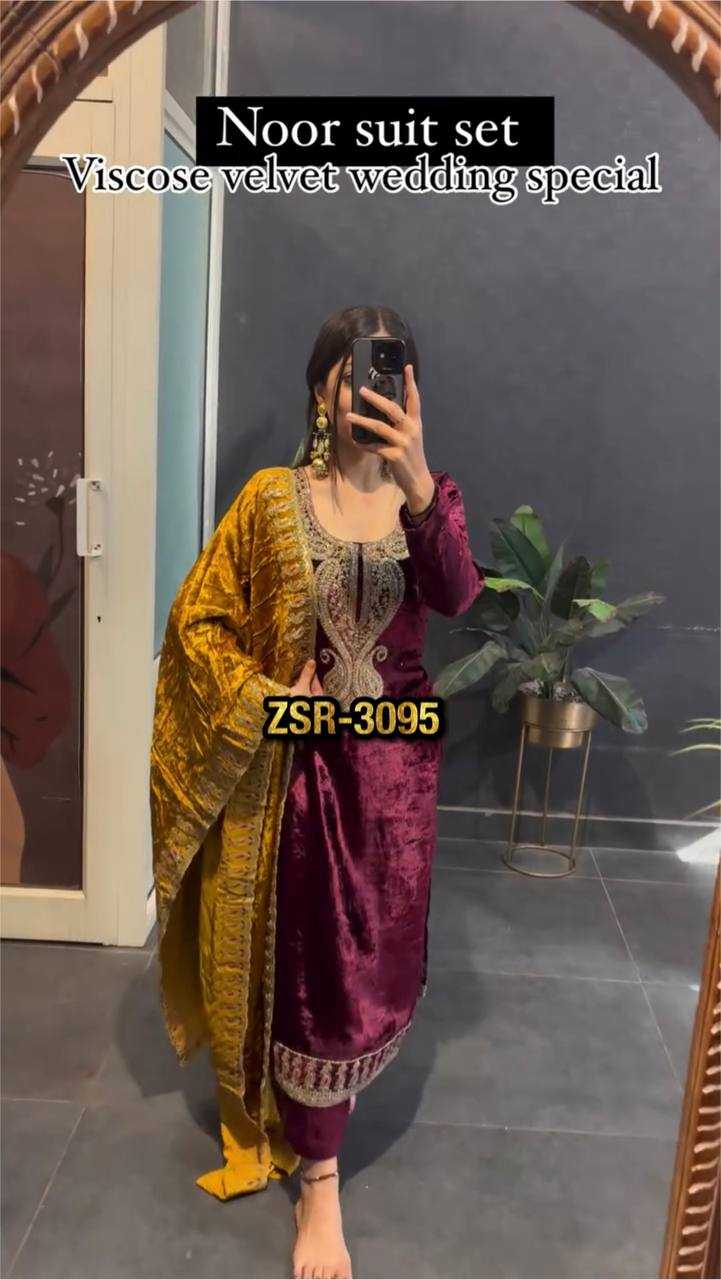 YNF VELVET KESH125 3095 WHOLESALE EMBROIDERY SUITS VELVET WEDDING SUITS MANUFACTURER- Kapda Export