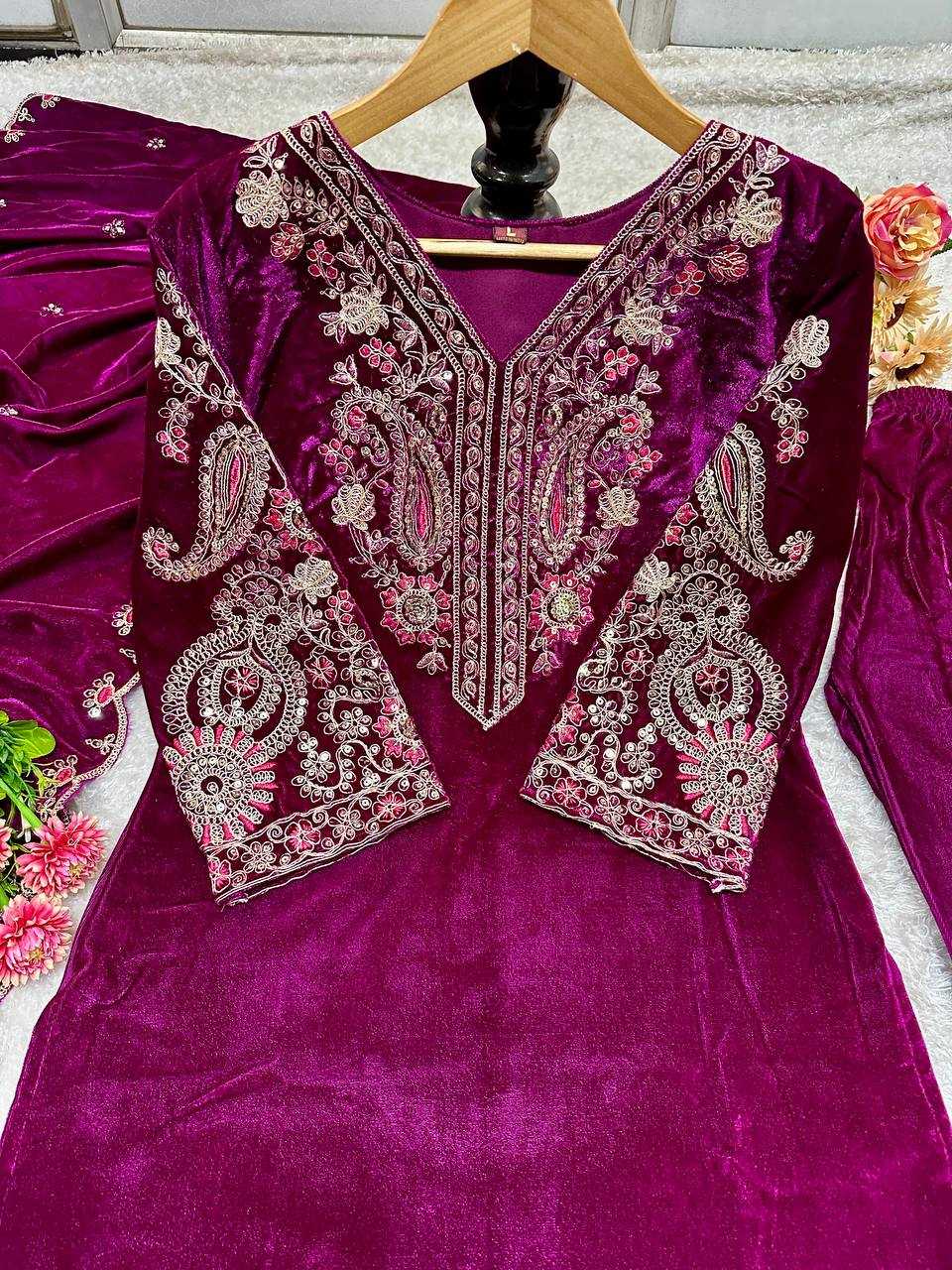 YNF VELVET KESH147 233 SUITS & DRESSES WHOLESALE EMBROPIDERY VELVET PARTY WEAR LONG KURTI SUITS MANUFACTURE- Kapda Export