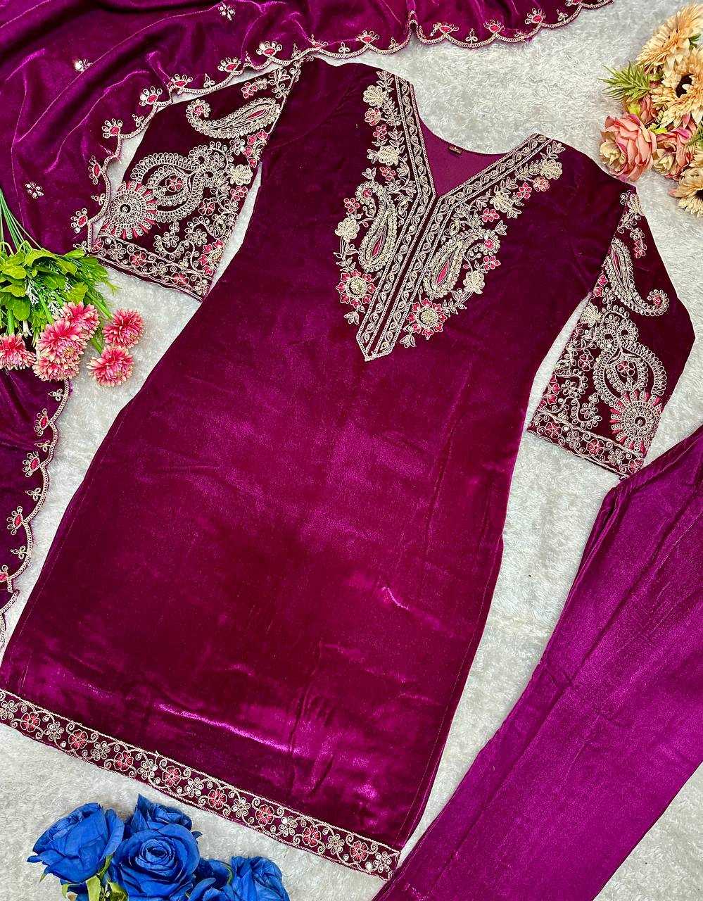 YNF VELVET KESH147 233 SUITS & DRESSES WHOLESALE EMBROPIDERY VELVET PARTY WEAR LONG KURTI SUITS MANUFACTURE- Kapda Export