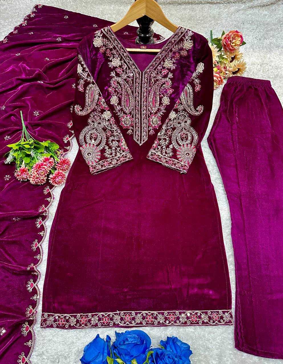 YNF VELVET KESH147 233 SUITS & DRESSES WHOLESALE EMBROPIDERY VELVET PARTY WEAR LONG KURTI SUITS MANUFACTURE- Kapda Export