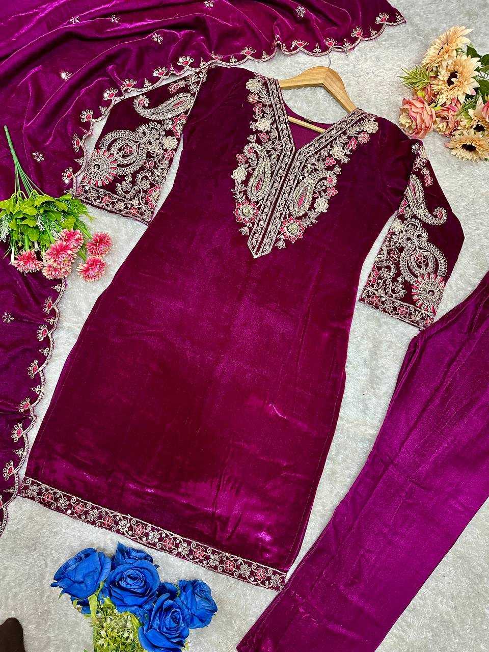 YNF VELVET KESH147 233 SUITS & DRESSES WHOLESALE EMBROPIDERY VELVET PARTY WEAR LONG KURTI SUITS MANUFACTURE- Kapda Export