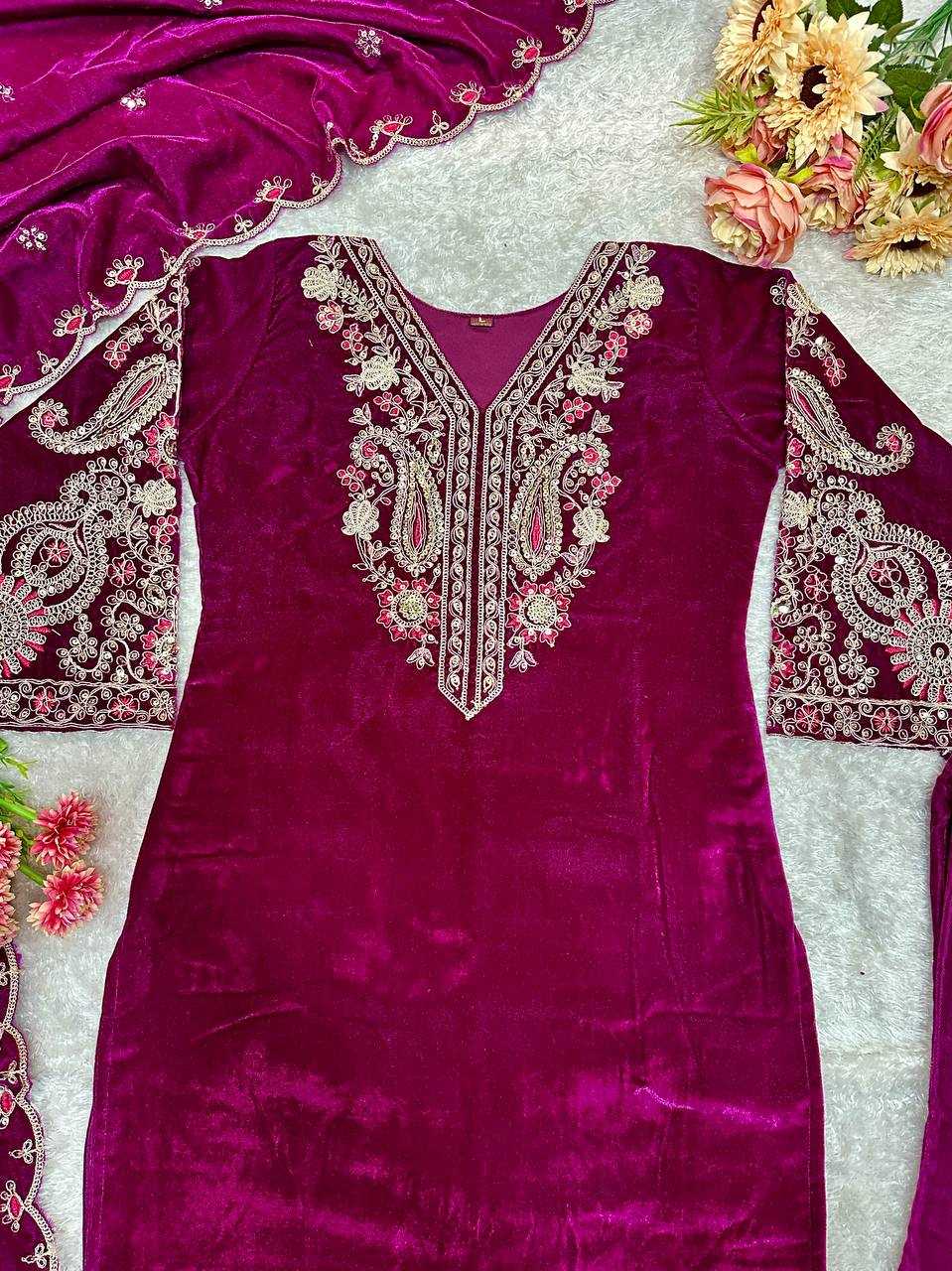 YNF VELVET KESH147 233 SUITS & DRESSES WHOLESALE EMBROPIDERY VELVET PARTY WEAR LONG KURTI SUITS MANUFACTURE- Kapda Export