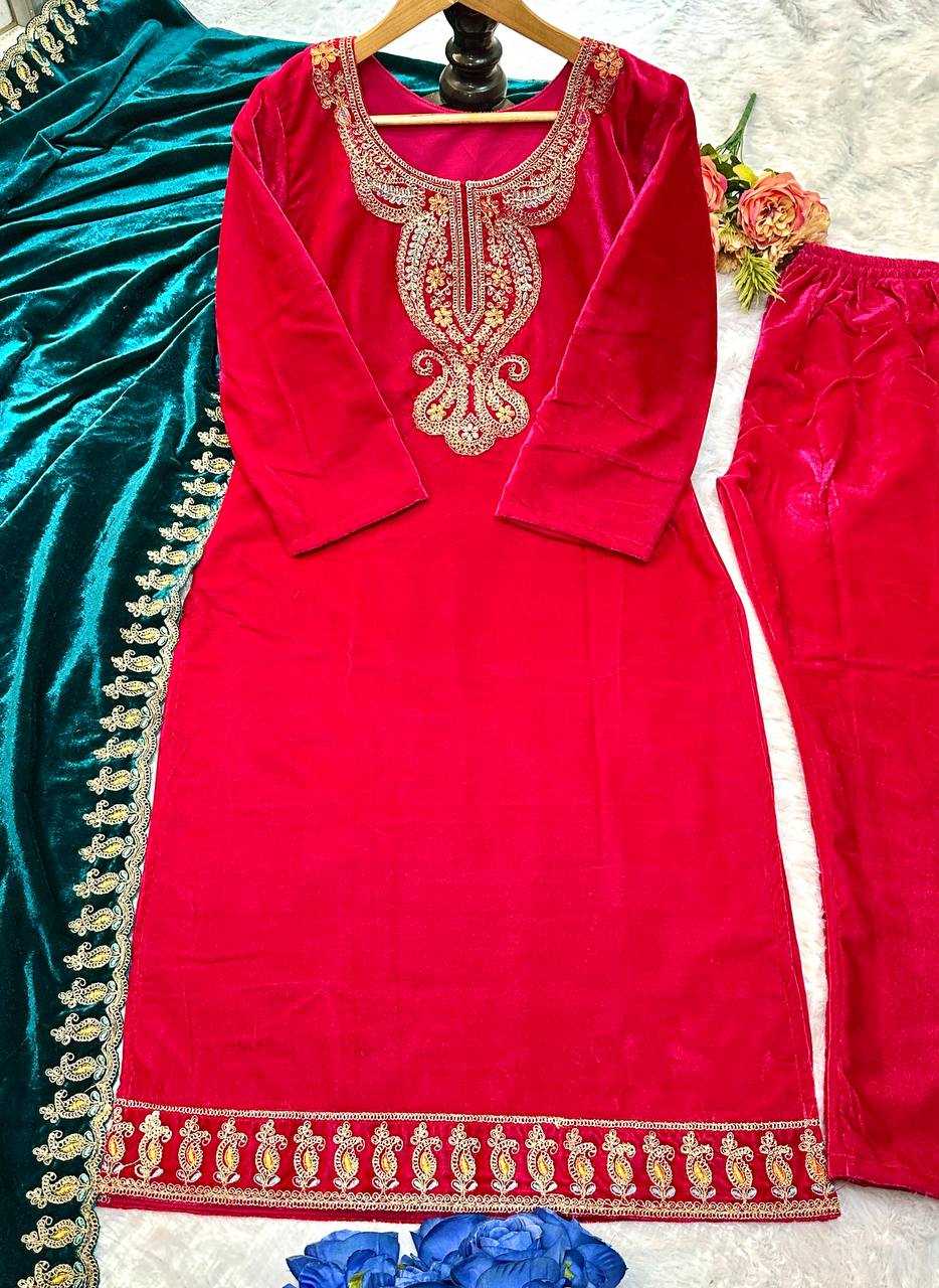 YNF VELVET KESH147 234 SUITS & DRESSES WHOLESALE EMBROIDEREY WEDDING RED SALWAR VELVET SUITS MANUFACTURE- Kapda Export