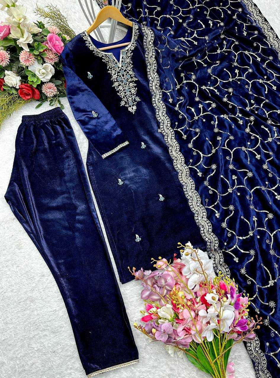 YNF VELVET KESH156 1140 SUITS & DRESSES WHOLESALE EMBROIDERY VELVET PARTY WEAR BLUE SALWAR SUITS MANUFACTURE- Kapda Export