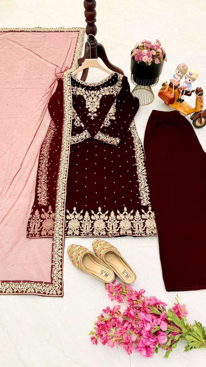 YNF VELVET KESH158 5045 SUITS & DRESSES WHOLESALE VELVET PARTY WEAR EMBROIDERY SUITS MANUFACTURE- Kapda Export