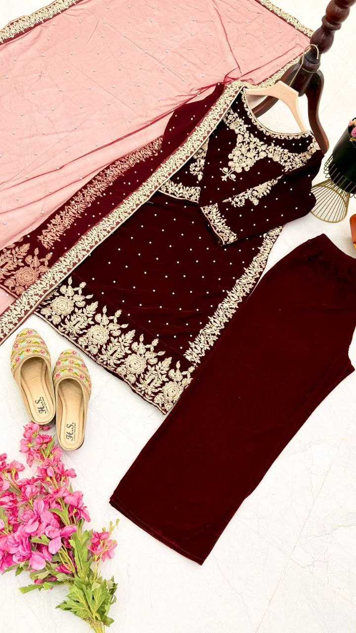 YNF VELVET KESH158 5045 SUITS & DRESSES WHOLESALE VELVET PARTY WEAR EMBROIDERY SUITS MANUFACTURE- Kapda Export