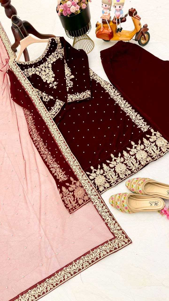 YNF VELVET KESH158 5045 SUITS & DRESSES WHOLESALE VELVET PARTY WEAR EMBROIDERY SUITS MANUFACTURE- Kapda Export