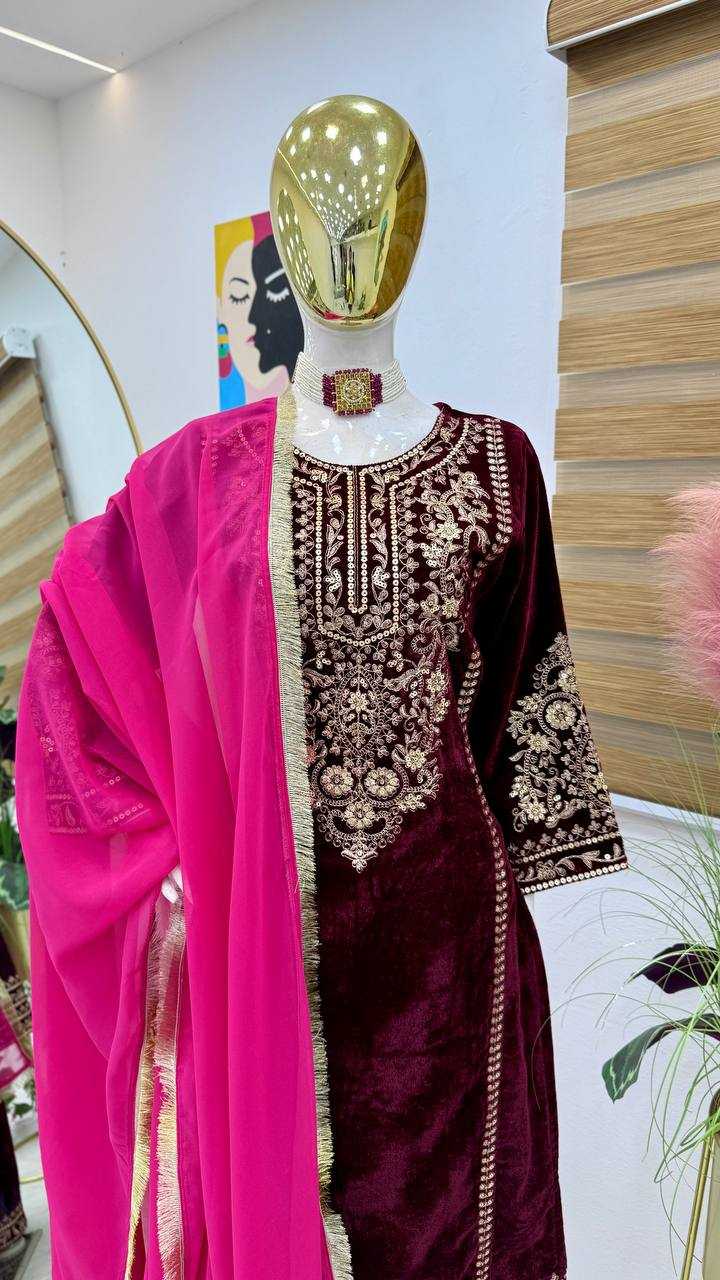 YNF VELVET KESH158 9289 SUITS & DRESSES WHOLESALE PAKISTANI EMBROIDERY VELVET EID COLLECTIONS SUITS MANUFACTURE- Kapda Export