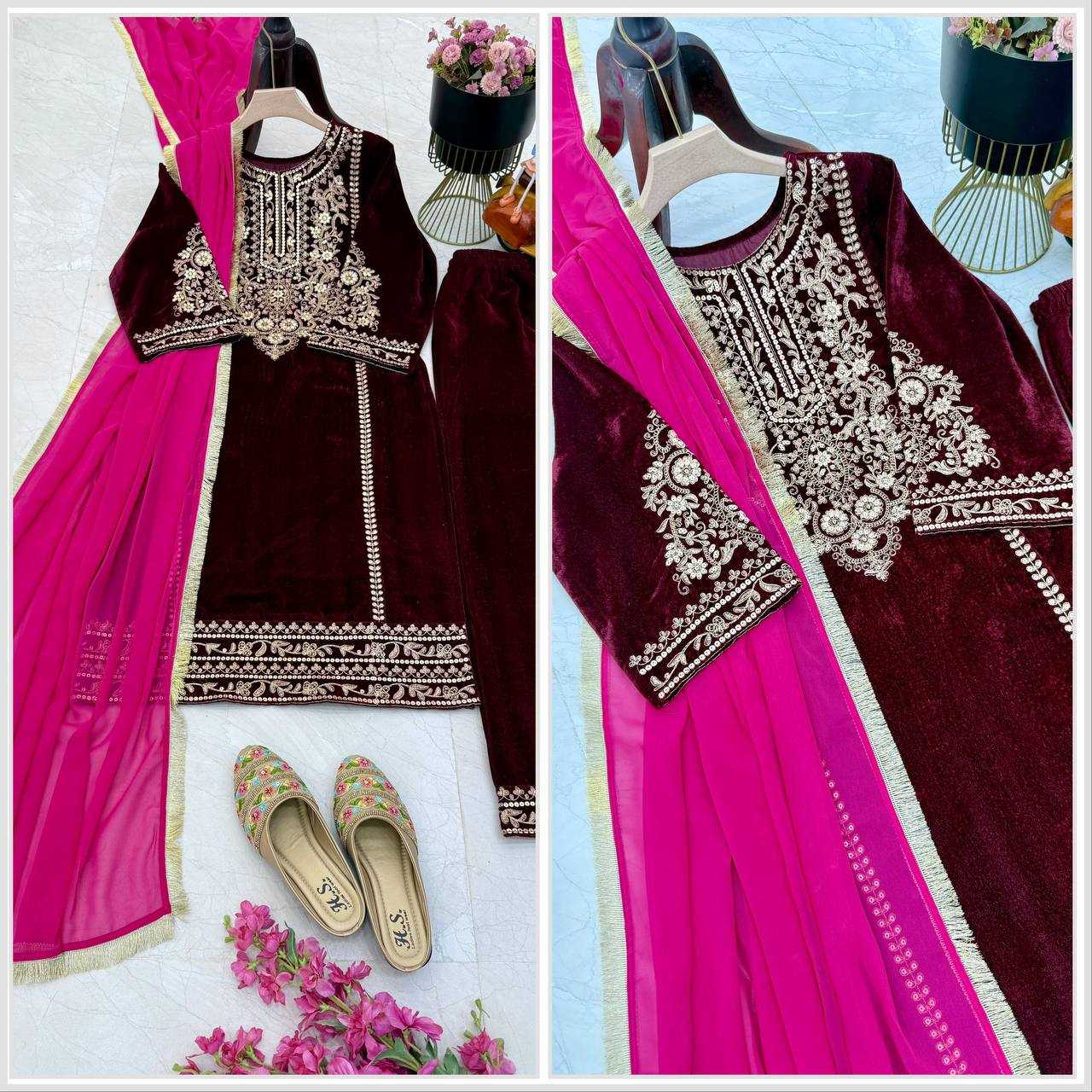 YNF VELVET KESH158 9289 SUITS & DRESSES WHOLESALE PAKISTANI EMBROIDERY VELVET EID COLLECTIONS SUITS MANUFACTURE- Kapda Export