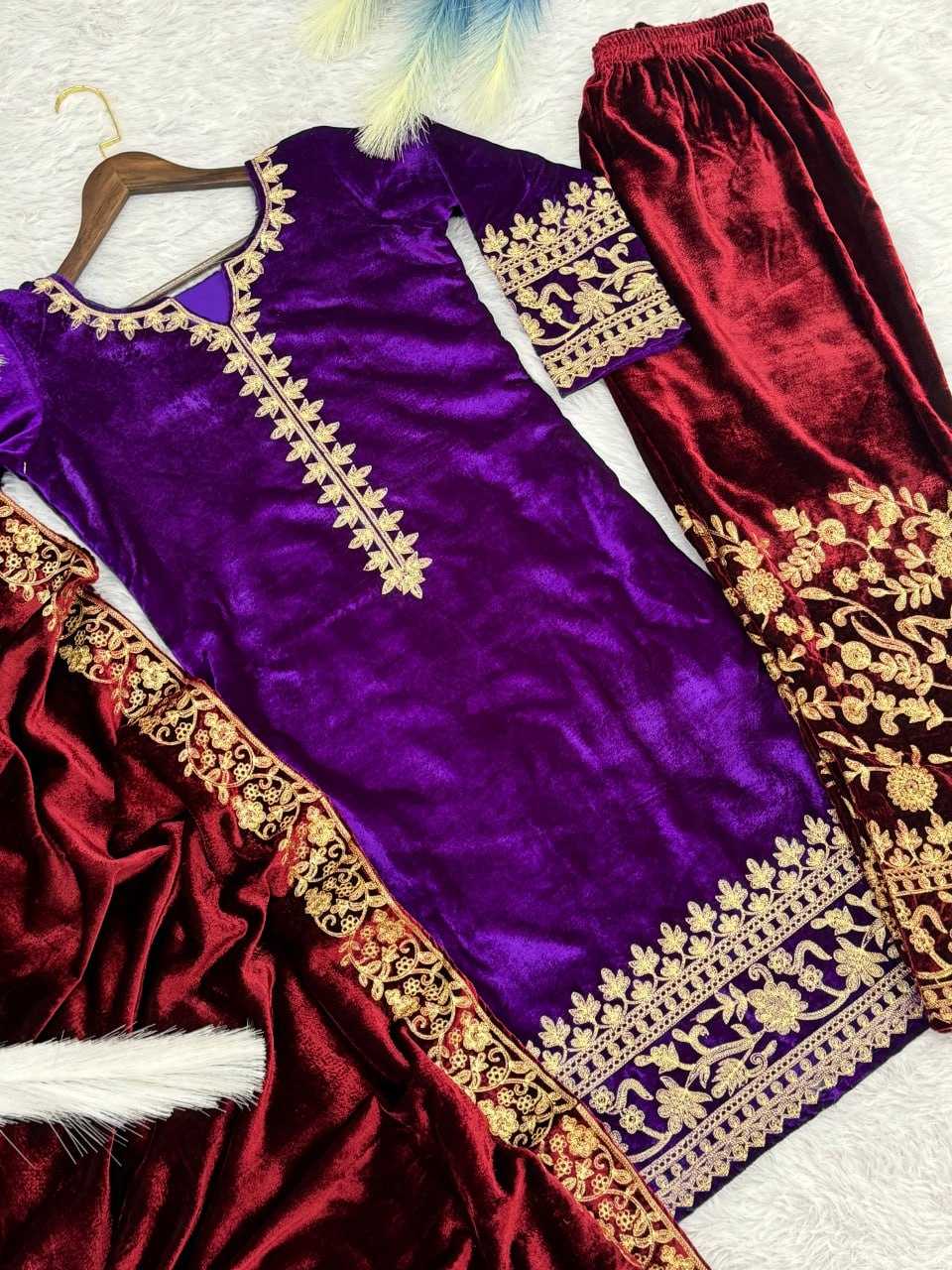 YNF VELVET KESH159 1312 SUITS & DRESSES WHOLESALE EMBROIDERED PARTY WEAR WEDDING VELVET SUITS MANUFACTURE- Kapda Export