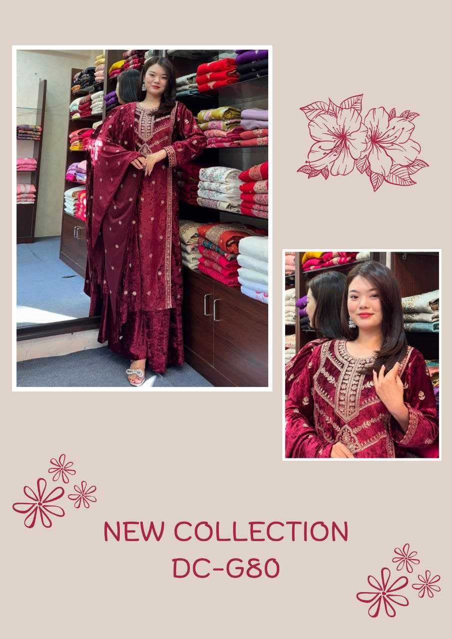 YNF VELVET KESH164 G80 SUITS & DRESSES WHOLESALE EMBROIDEREY PARTY WEAR VELVET SUITS MANUFACTURE- Kapda Export